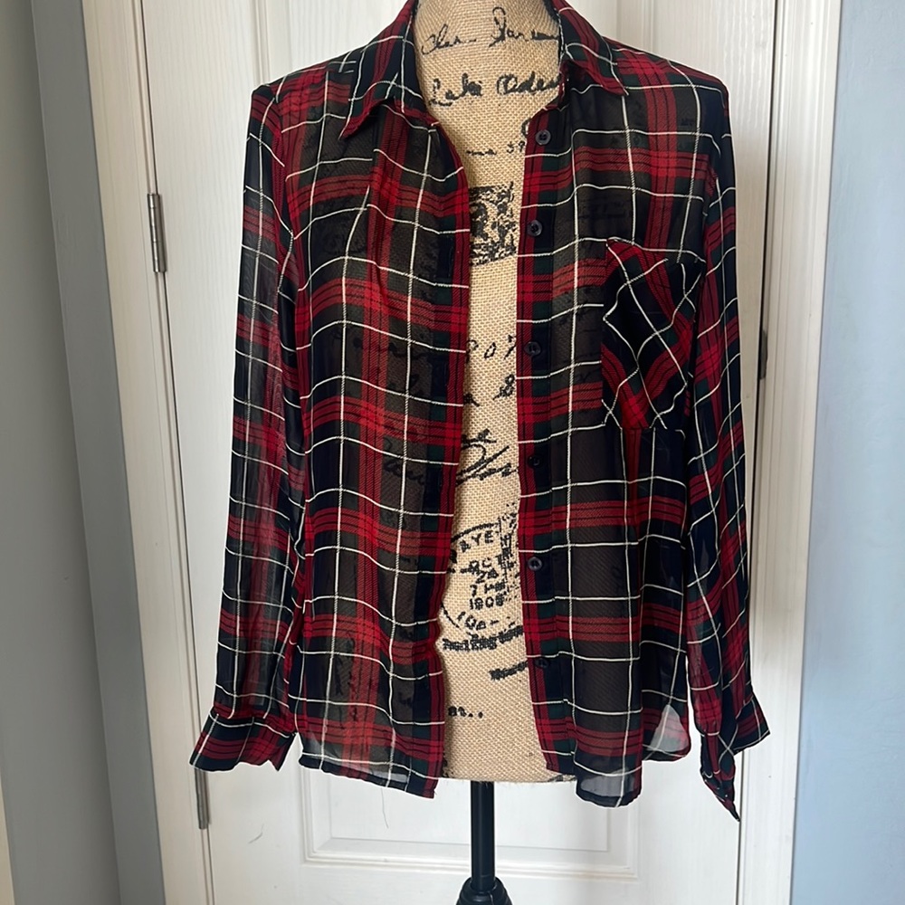 Sheer plaid top